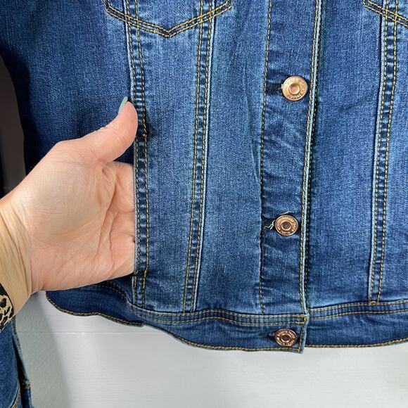 KENSIE JEANS Dark Wash Denim Jean Button Up Long Sleeve Jacket Size Small - Picture 10 of 11
